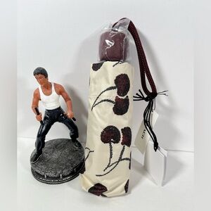 NWT Coach Uv Protection Mini Umbrella With Cherry Print CDF36 Silver